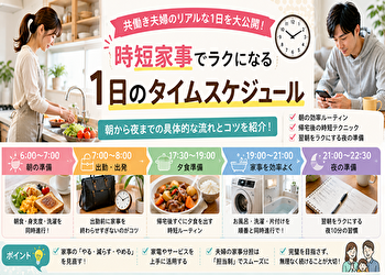 共働きの平日はどう回す？時短家事のタイムスケジュール｜朝6時から夜まで1日の流れを公開