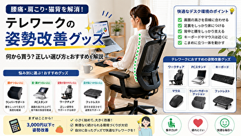 テレワークの姿勢改善グッズは何から買う？腰・肩・首の悩み別おすすめ7選と正しい選び方