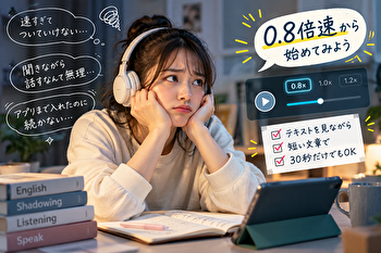 英語のシャドーイング、無理ゲーでした。0.8倍速にしたら続くようになった